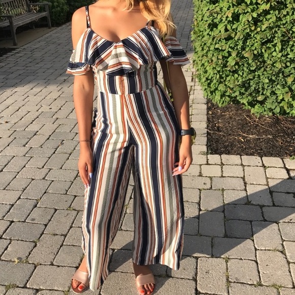 Pants - Multicolor stripe jumpsuit. Size medium